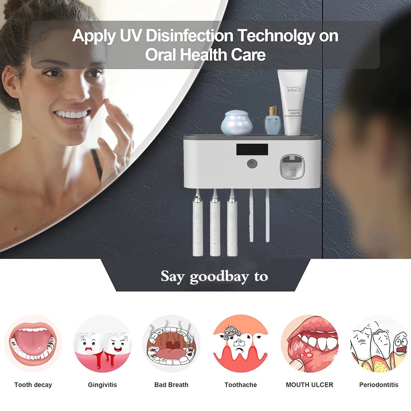 5-Slot Wall Mounted Toothbrush Holder