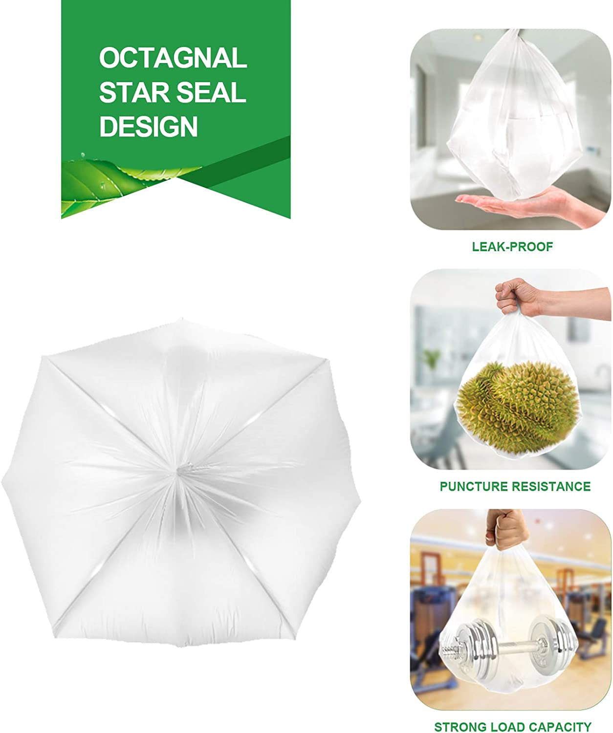 Clear Small Trash Bags, 2.6 Gallon Garbage Bags, Wastebasket Bin Liners 220 Count Plastic Trash Bags for Bathroom Bedroom Office Garbage Can 10 Liters - Durable & Thick Trash Bag