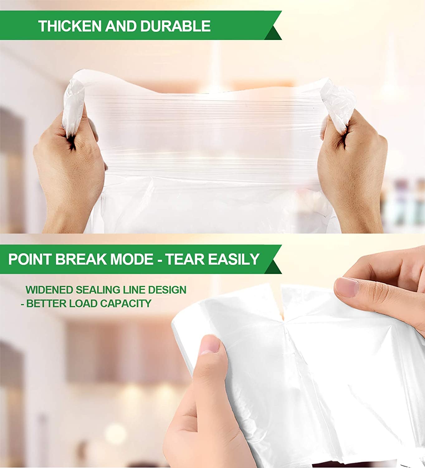 Clear Small Trash Bags, 2.6 Gallon Garbage Bags, Wastebasket Bin Liners 220 Count Plastic Trash Bags for Bathroom Bedroom Office Garbage Can 10 Liters - Durable & Thick Trash Bag