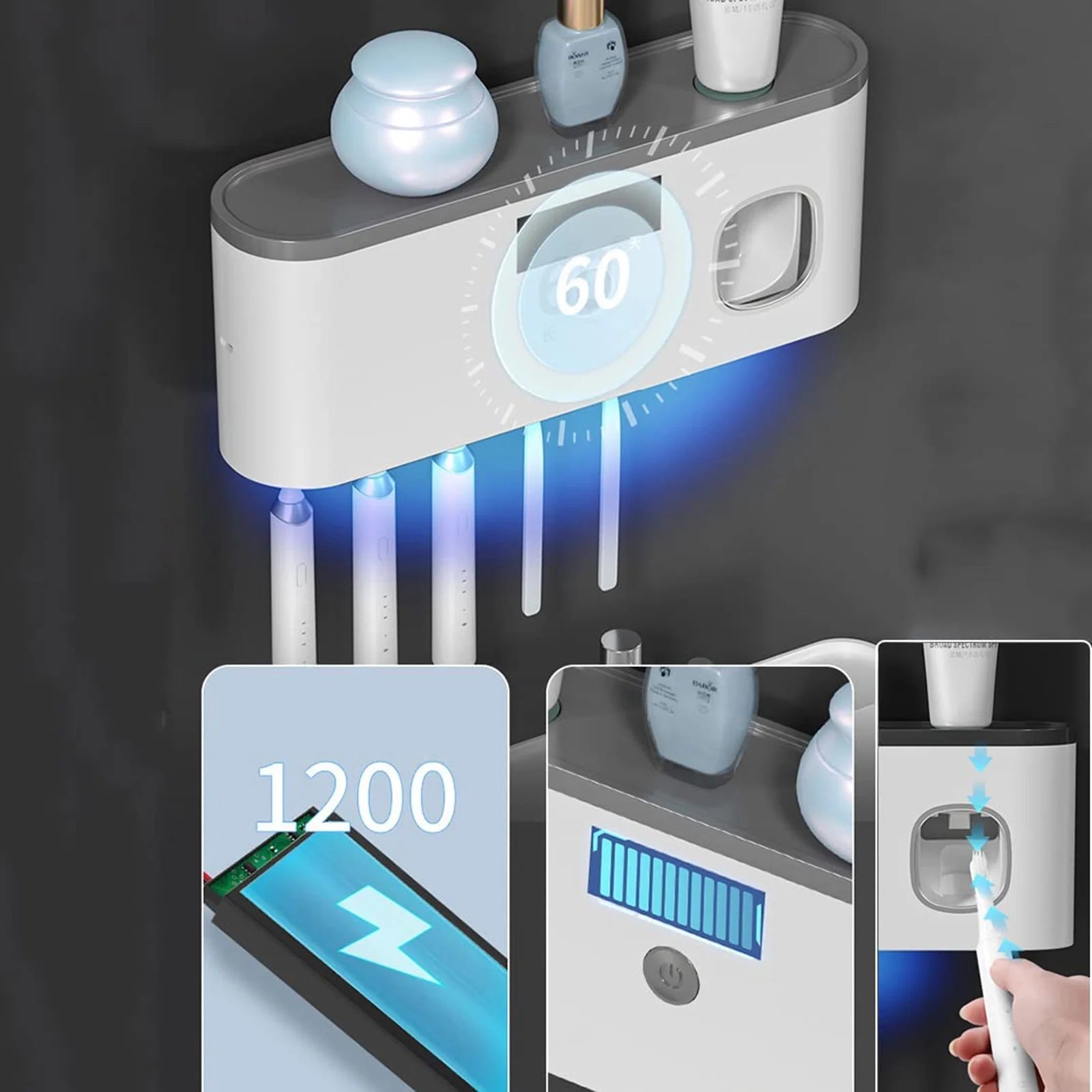 5-Slot Wall Mounted Toothbrush Holder