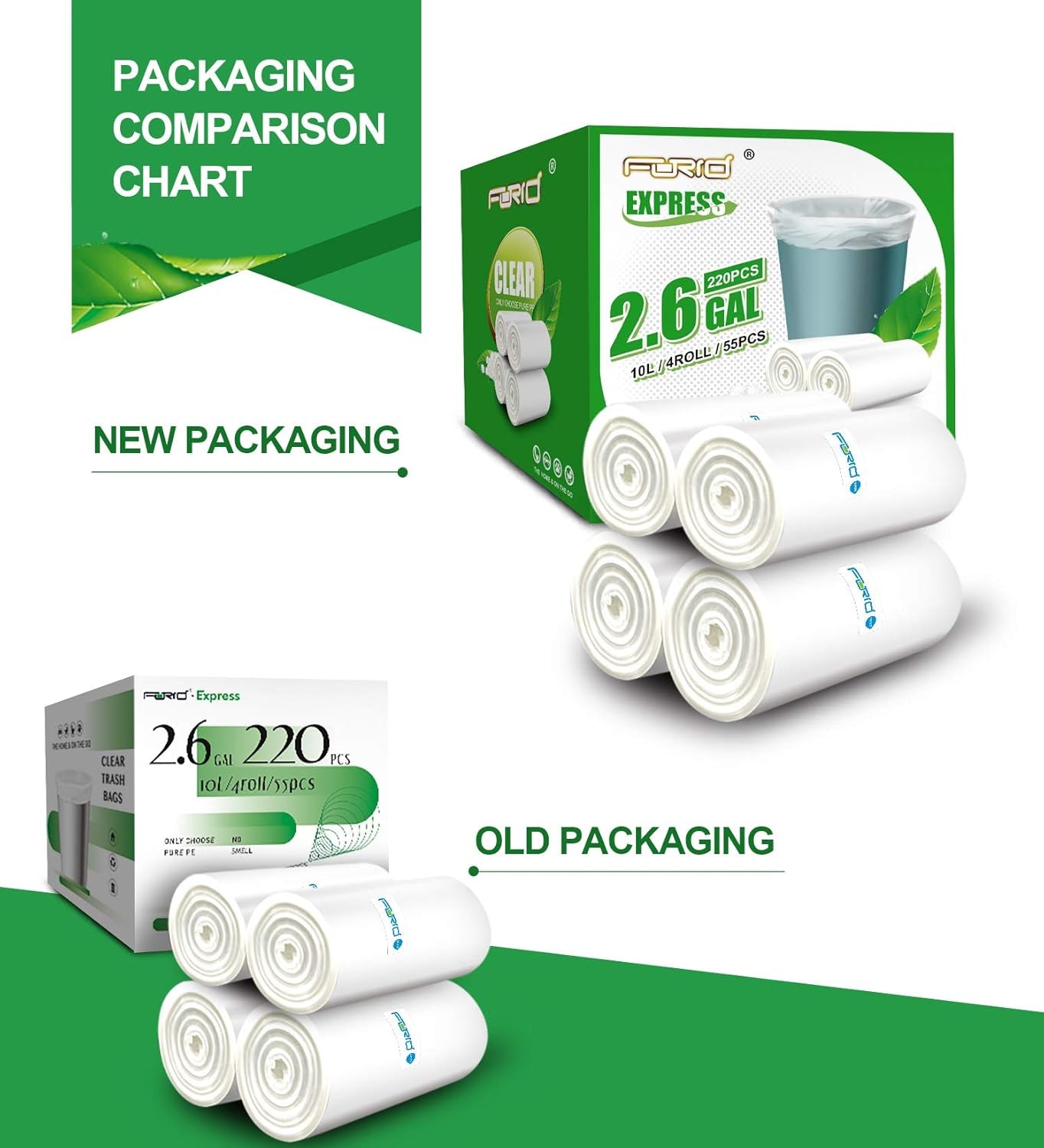 Clear Small Trash Bags, 2.6 Gallon Garbage Bags, Wastebasket Bin Liners 220 Count Plastic Trash Bags for Bathroom Bedroom Office Garbage Can 10 Liters - Durable & Thick Trash Bag